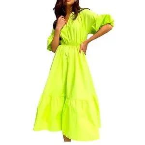 Dresses | Lime Green Summer Midi Dress Nwot | Poshmark